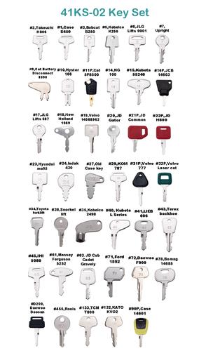 41 Heavy Equipment Keys Set Case Cat Komatsu JCB Kubota Bobcat Volvo Doosan JLG