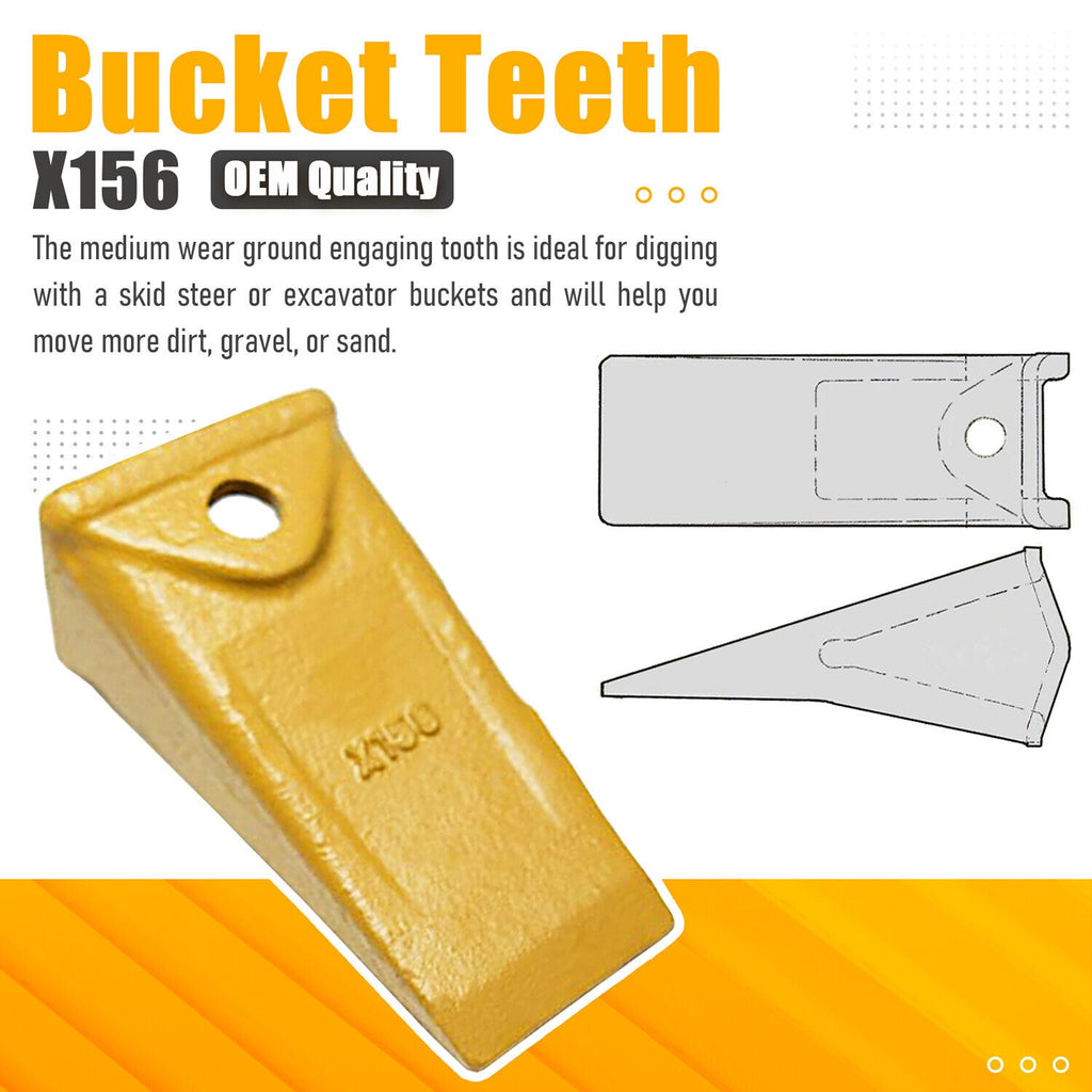 X156 X156S Dirt Teeth Bucket Teeth/Tooth with P156 Roll Pins 5 Pack