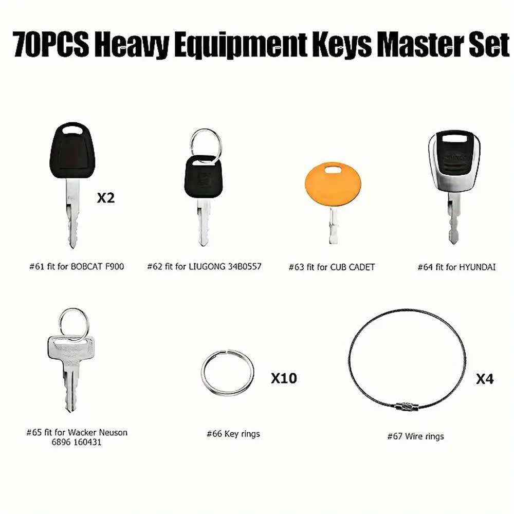 70 Master Keys Set Heavy Equipment Ignition Keys Fits Many Models HOT