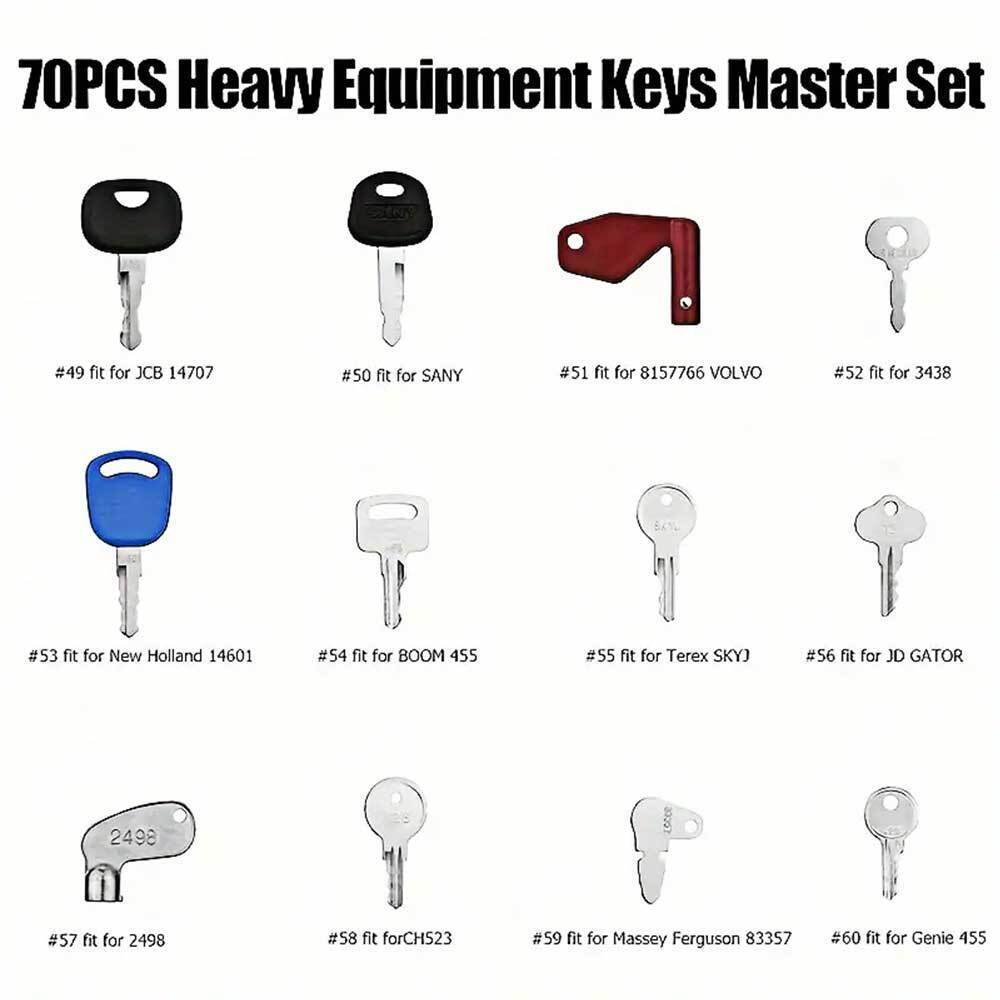 70 Master Keys Set Heavy Equipment Ignition Keys Fits Many Models HOT