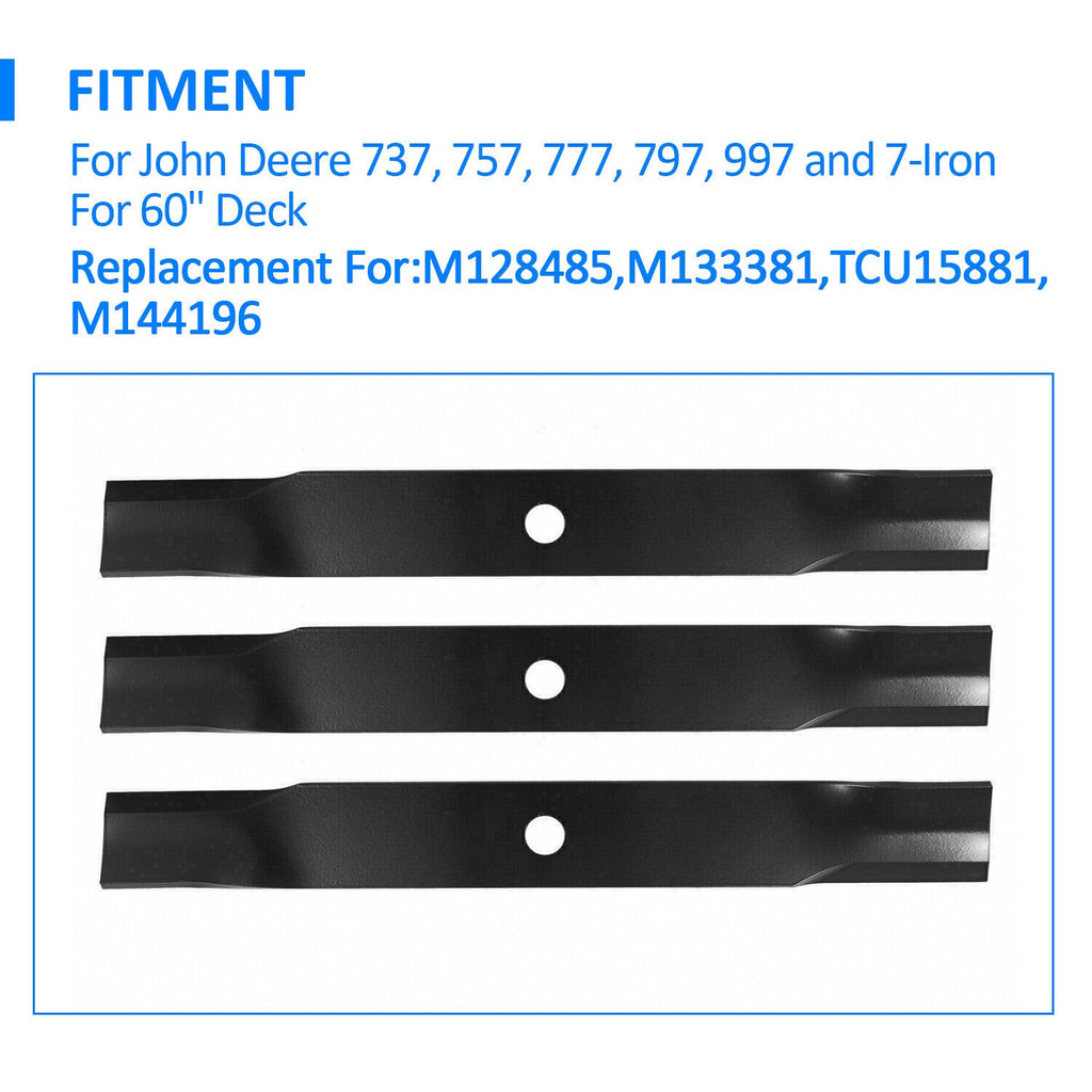 FOR JOHN DEERE MOWER BLADES 60" CUT #M128485 #M133381 #TCU15881 737 757 777 797