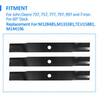 FOR JOHN DEERE MOWER BLADES 60" CUT #M128485 #M133381 #TCU15881 737 757 777 797