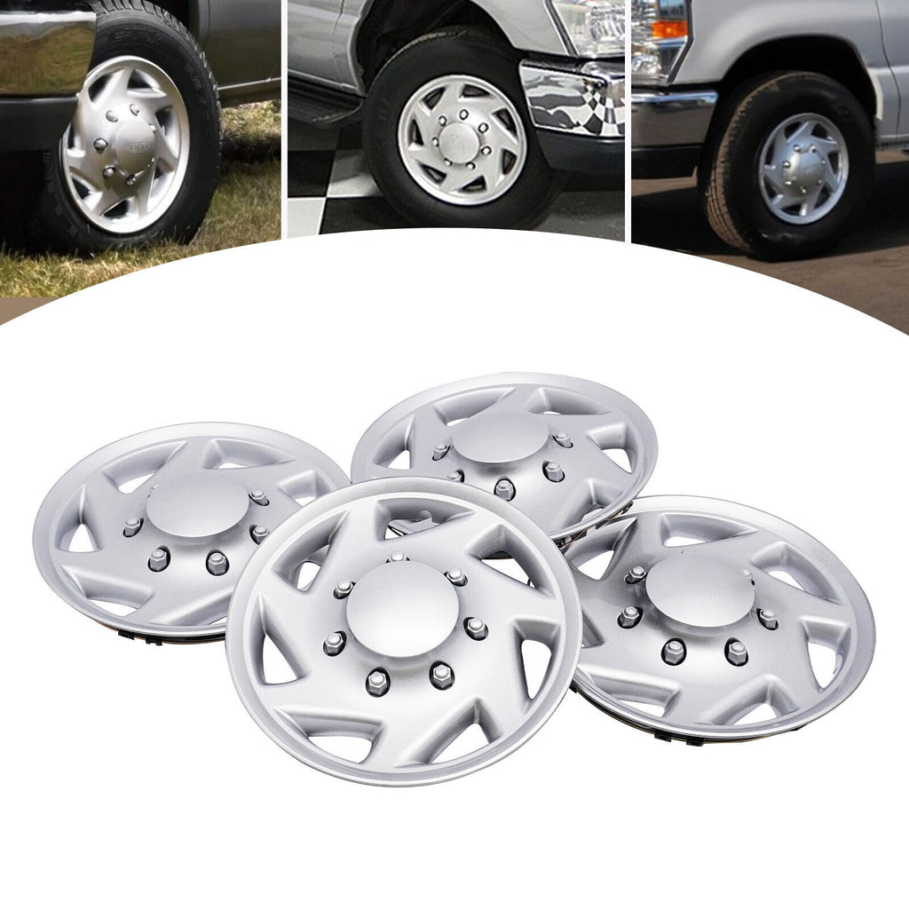 Set of 4 Silver 16-Inch Hubcaps for Ford E-250 E-350 E-450