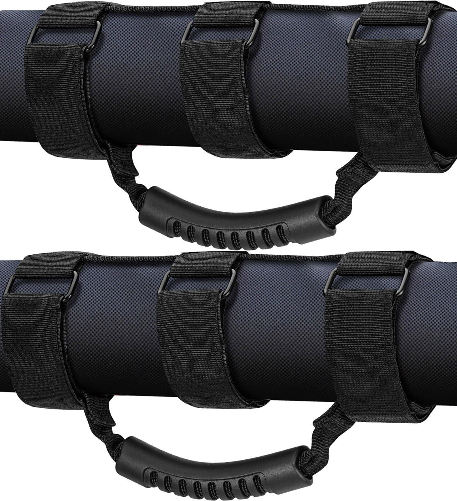 2 Pack Grab Handle Set Compatible with Jeep Wrangler TJ YJ JK, Easy-to-Fit Black