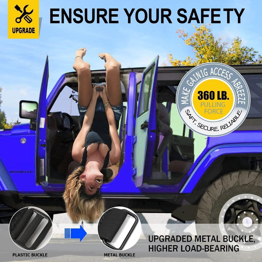 2 Pack Grab Handle Set Compatible with Jeep Wrangler TJ YJ JK, Easy-to-Fit Black