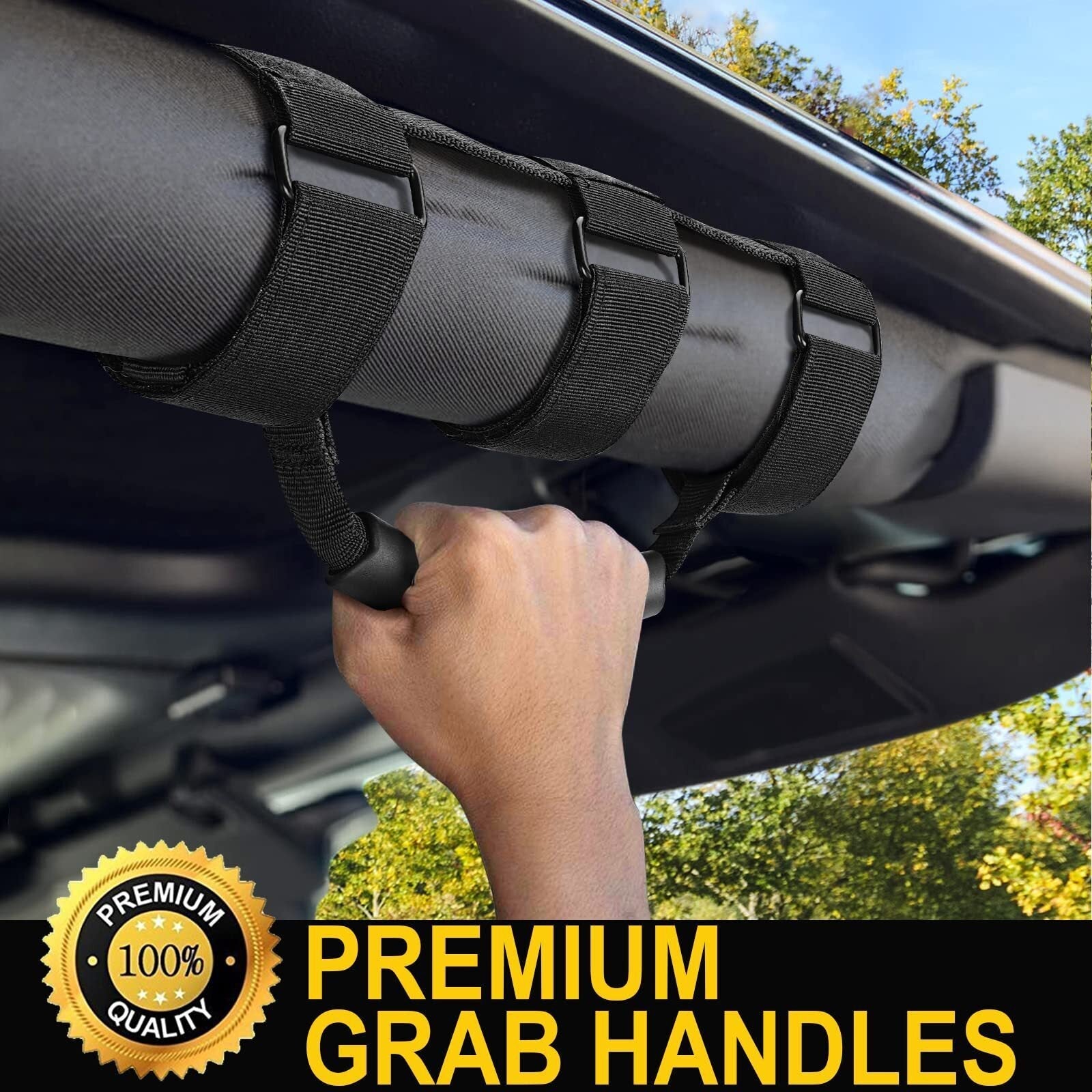 2 Pack Grab Handle Set Compatible with Jeep Wrangler TJ YJ JK, Easy-to-Fit Black