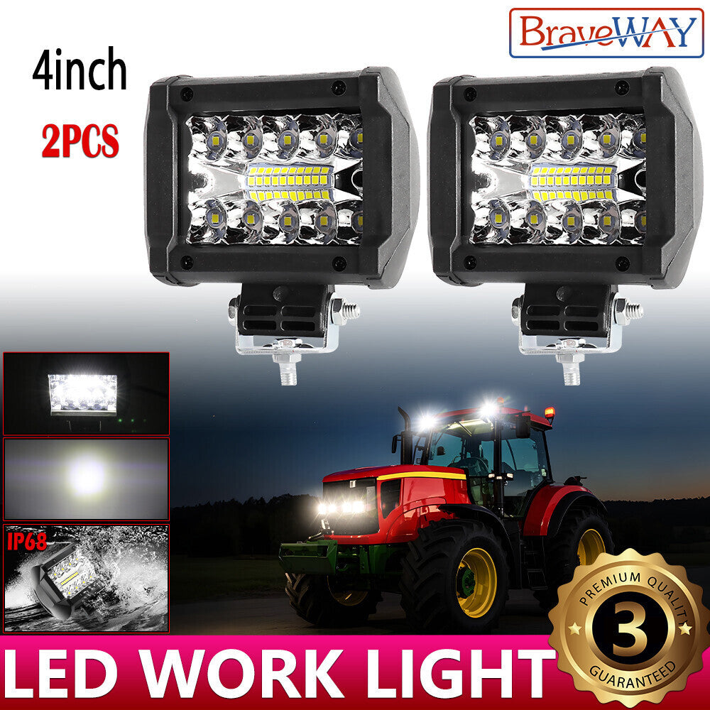 12V 4inch 60W LED Work Light Headlights fit John Deere Case New Holland Tractor
