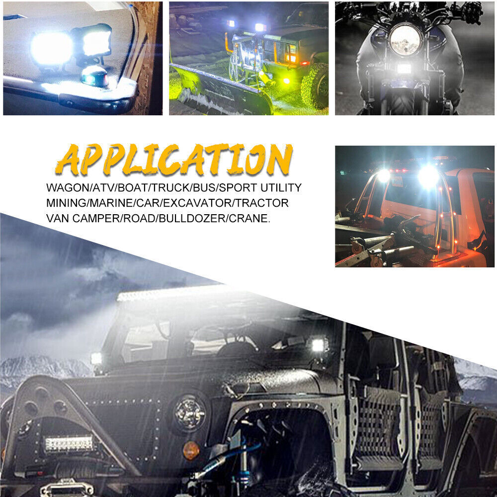 12V 4inch 60W LED Work Light Headlights fit John Deere Case New Holland Tractor