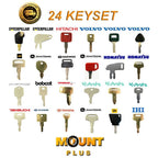 24-Piece Heavy Equipment Ignition Key Set for 16 Brands