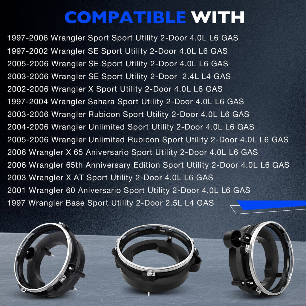 Front Left & Right Side Headlight Bulb Brackets Buckets For 97-06 Jeep Wrangler