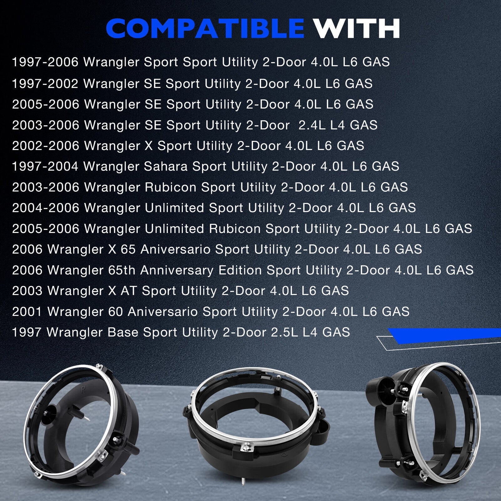 Front Left & Right Side Headlight Bulb Brackets Buckets For 97-06 Jeep Wrangler