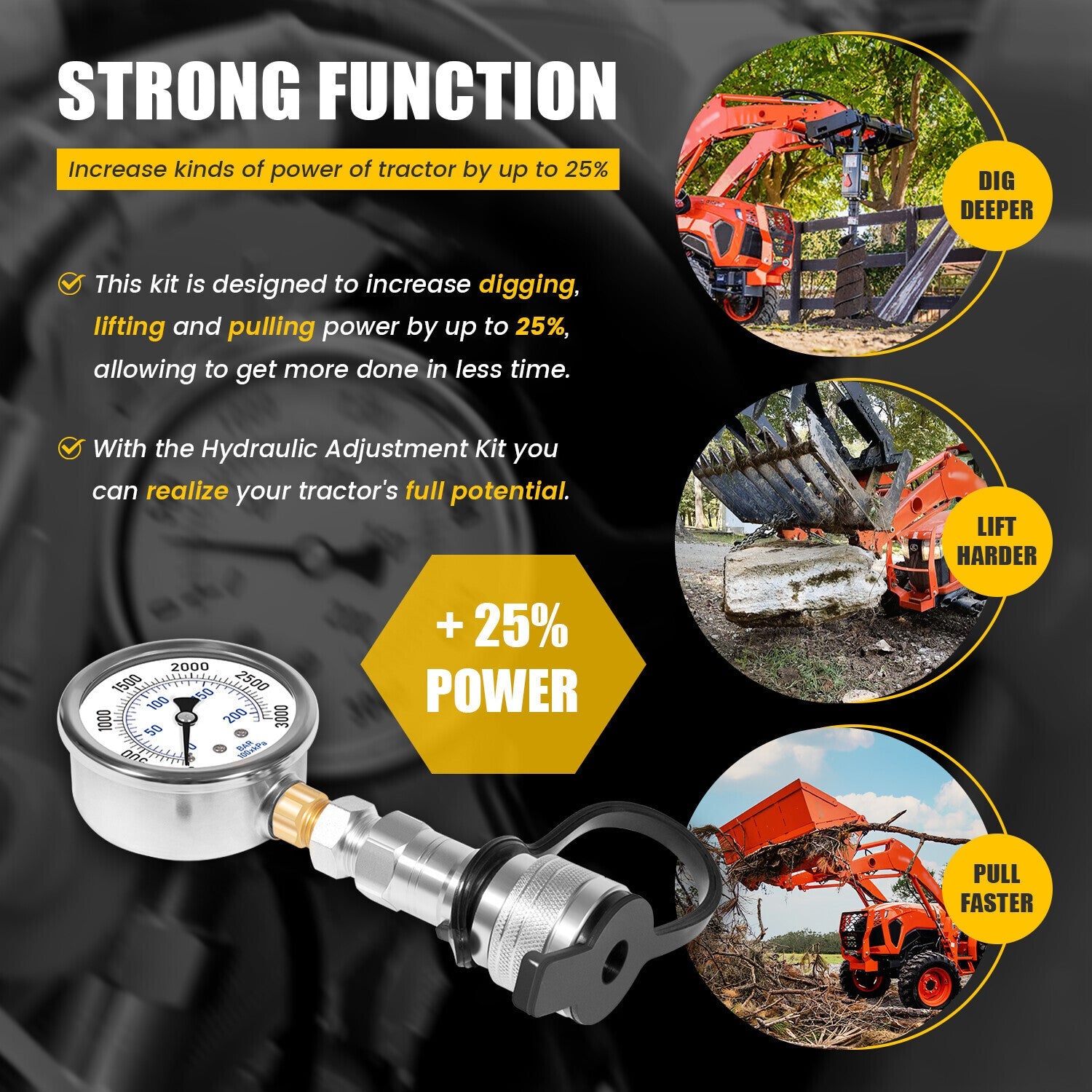 Replaces KUBOTA HST Boost Kit W/Gauge HST Hydraulic Shims for KUBOTA MX 2017+