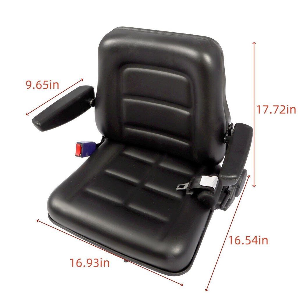 Tractor Forklift Seat Excavator Universal Adjustable Backrest Armrest Safty Belt