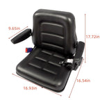 Universal Tractor Seat For Forklift Excavator Skid Loader w/ Armrest+ Safty Belt