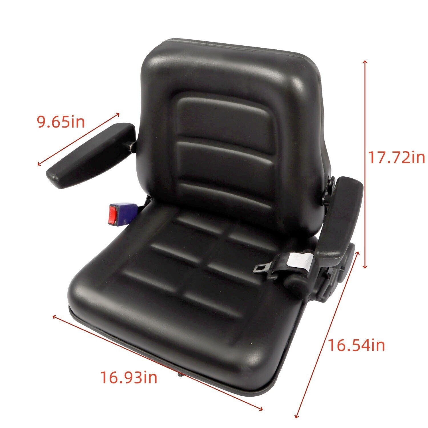Universal Tractor Seat For Forklift Excavator Skid Loader w/ Armrest+ Safty Belt