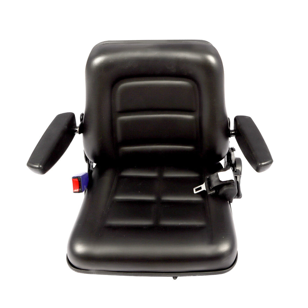 Universal Tractor Seat For Forklift Excavator Skid Loader w/ Armrest+ Safty Belt