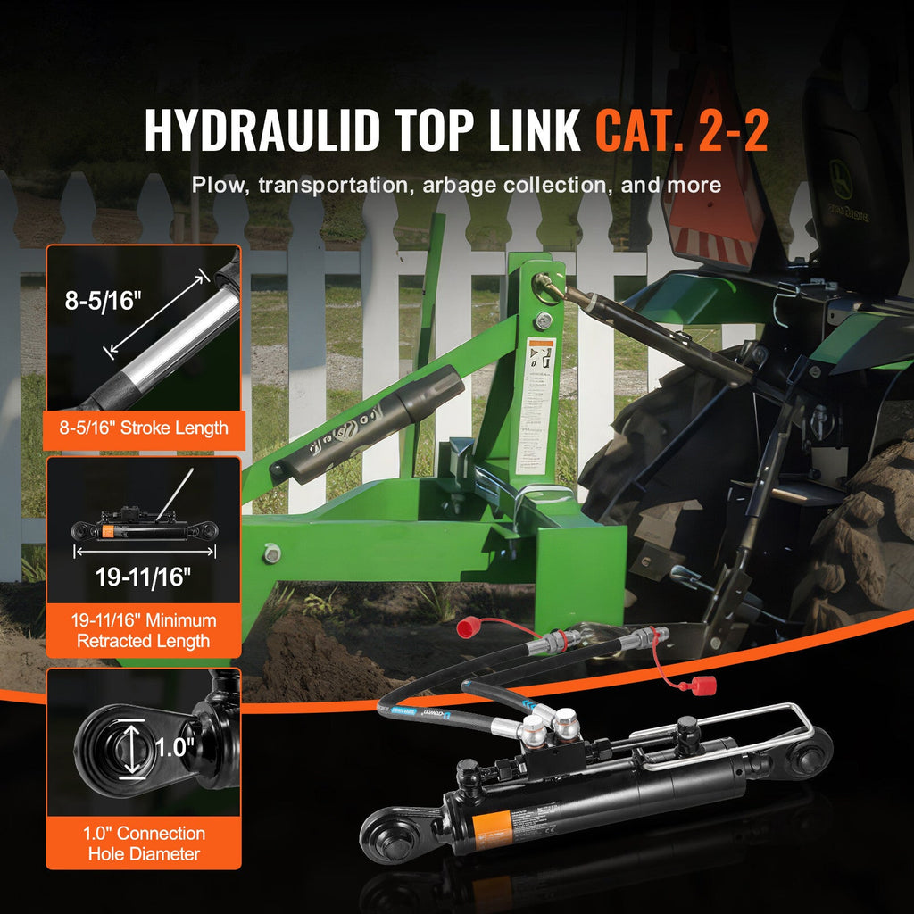Hydraulic Top Link Cat.2-2 With Locking Block 19 11/16” - 28” with 2 x Hoses