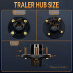 2 Sets 4 on 4'' Trailer Hub Kit for 2000 lbs 1" or 1-1/16" Trailer Straight Axle