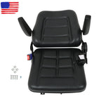 Adjustable Seat w/Safety Belt & Armrest Universal Forklift Tractor Seat PVC