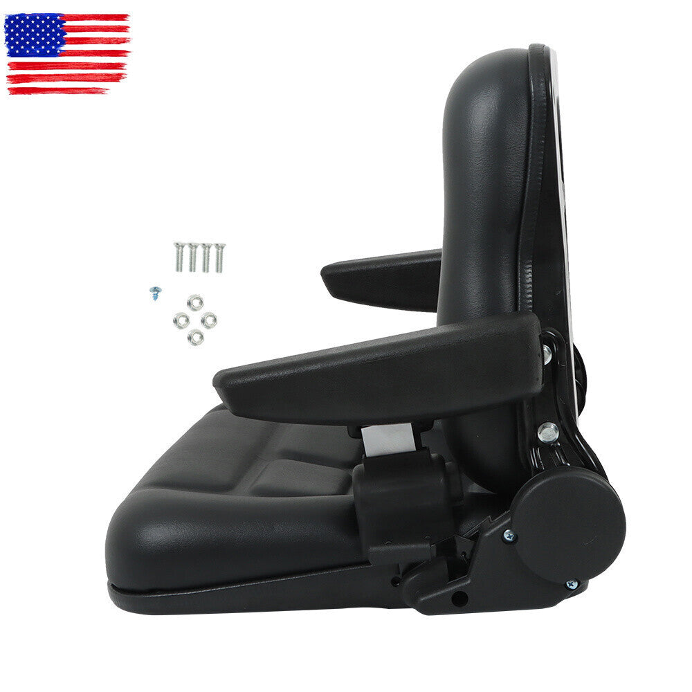 Adjustable Seat w/Safety Belt & Armrest Universal Forklift Tractor Seat PVC