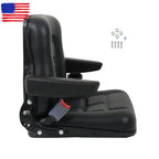 Adjustable Seat w/Safety Belt & Armrest Universal Forklift Tractor Seat PVC