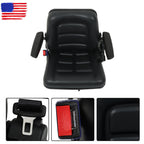 Adjustable Seat w/Safety Belt & Armrest Universal Forklift Tractor Seat PVC