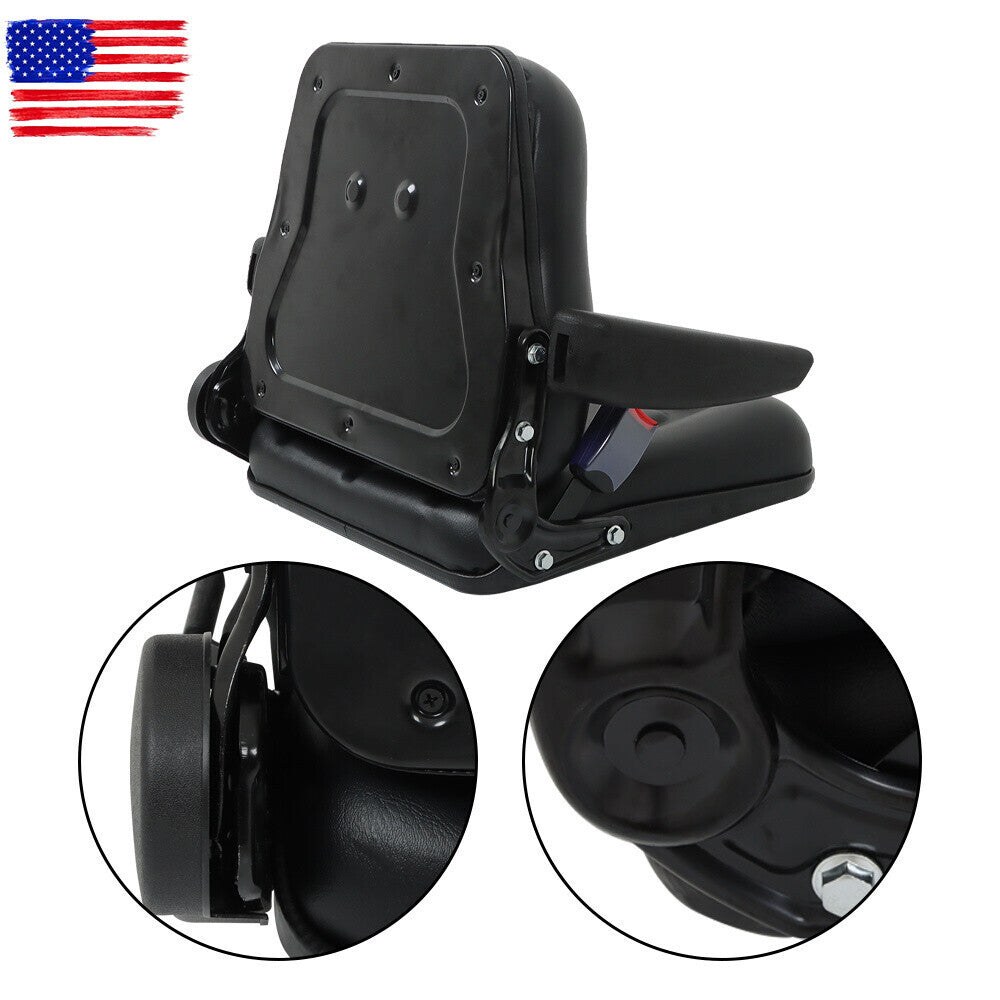 Adjustable Seat w/Safety Belt & Armrest Universal Forklift Tractor Seat PVC