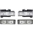 Headlights Headlamps & Parking Corner Signal Light Set Kit for Chevy GMC Truck