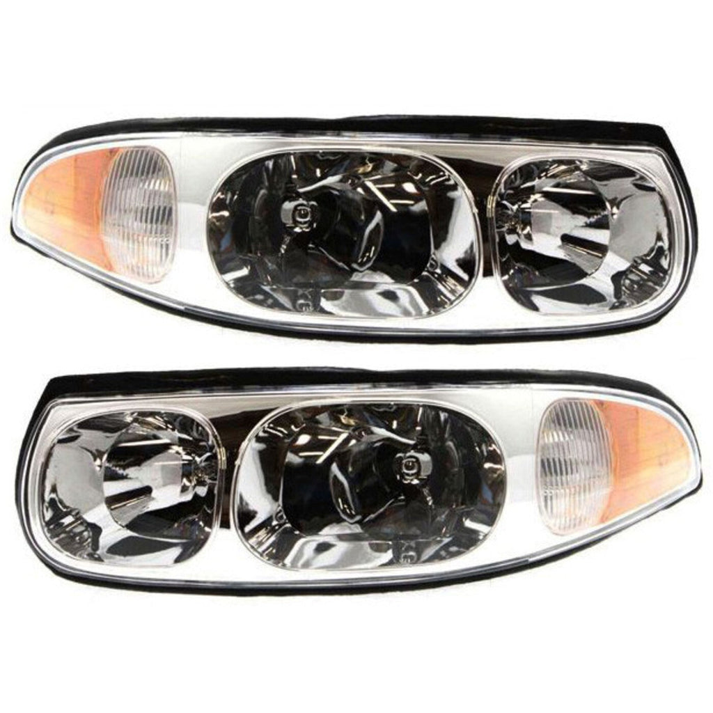 Driver and Passenger Side Headlight For Buick LeSabre 2000-2005 Halogen w/ Bulbs