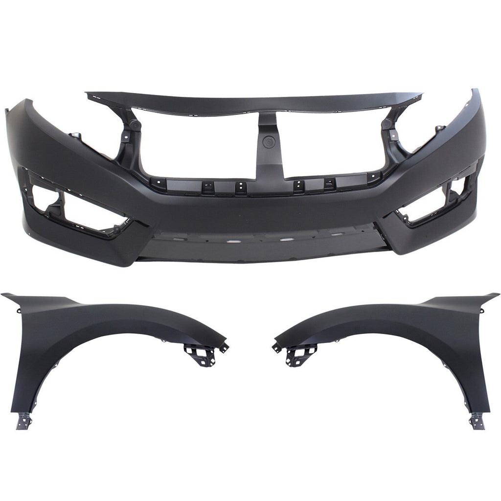 Auto Body Repairs Set of 3 Front Coupe Sedan For 2016-2018 Honda Civic Si Model