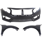Auto Body Repairs Set of 3 Front Coupe Sedan For 2016-2018 Honda Civic Si Model