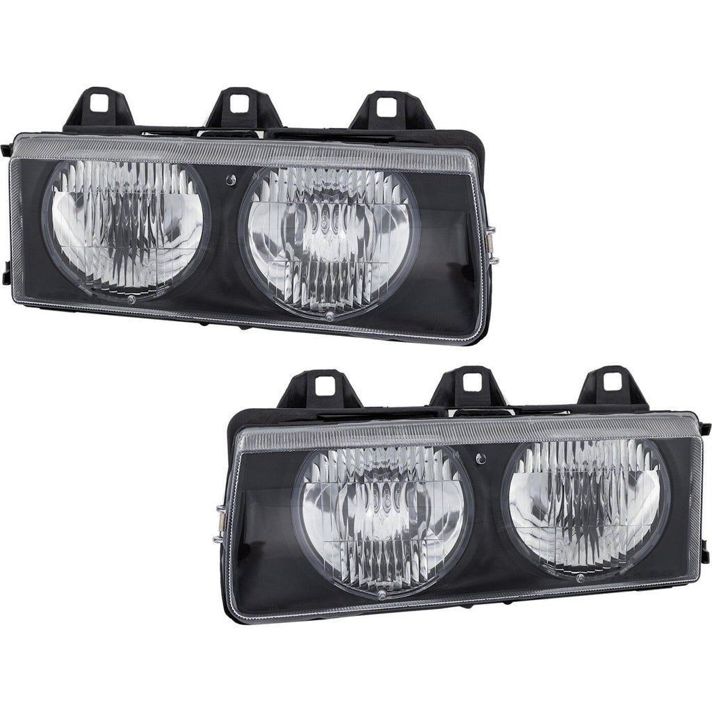 Driver and Passenger Side Headlight For BMW 328i 1996-1999 Halogen with Bulb(s)