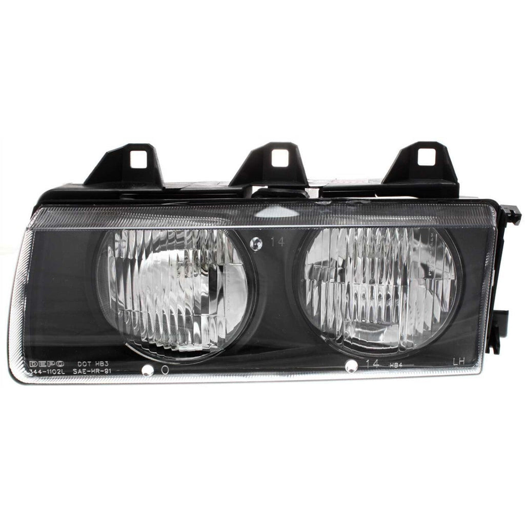 Driver and Passenger Side Headlight For BMW 328i 1996-1999 Halogen with Bulb(s)
