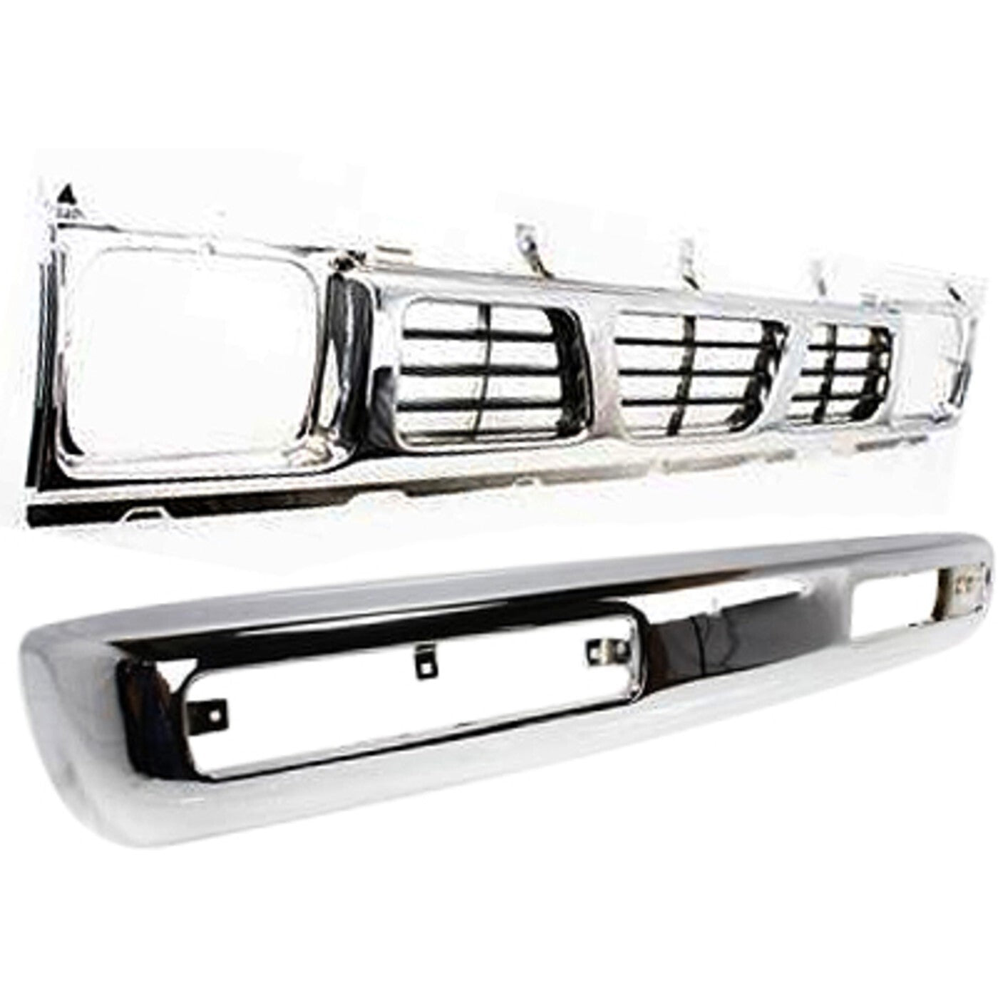 Bumper Kit For 1996-1997 Nissan Pickup Front Chrome with Grille Assembly