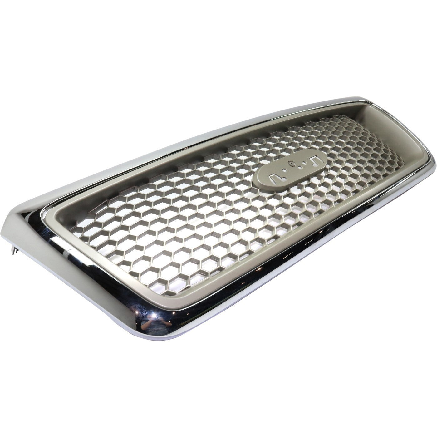 Grille For 2004-2008 Ford F-150 Chrome Shell w/ Beige Insert Plastic
