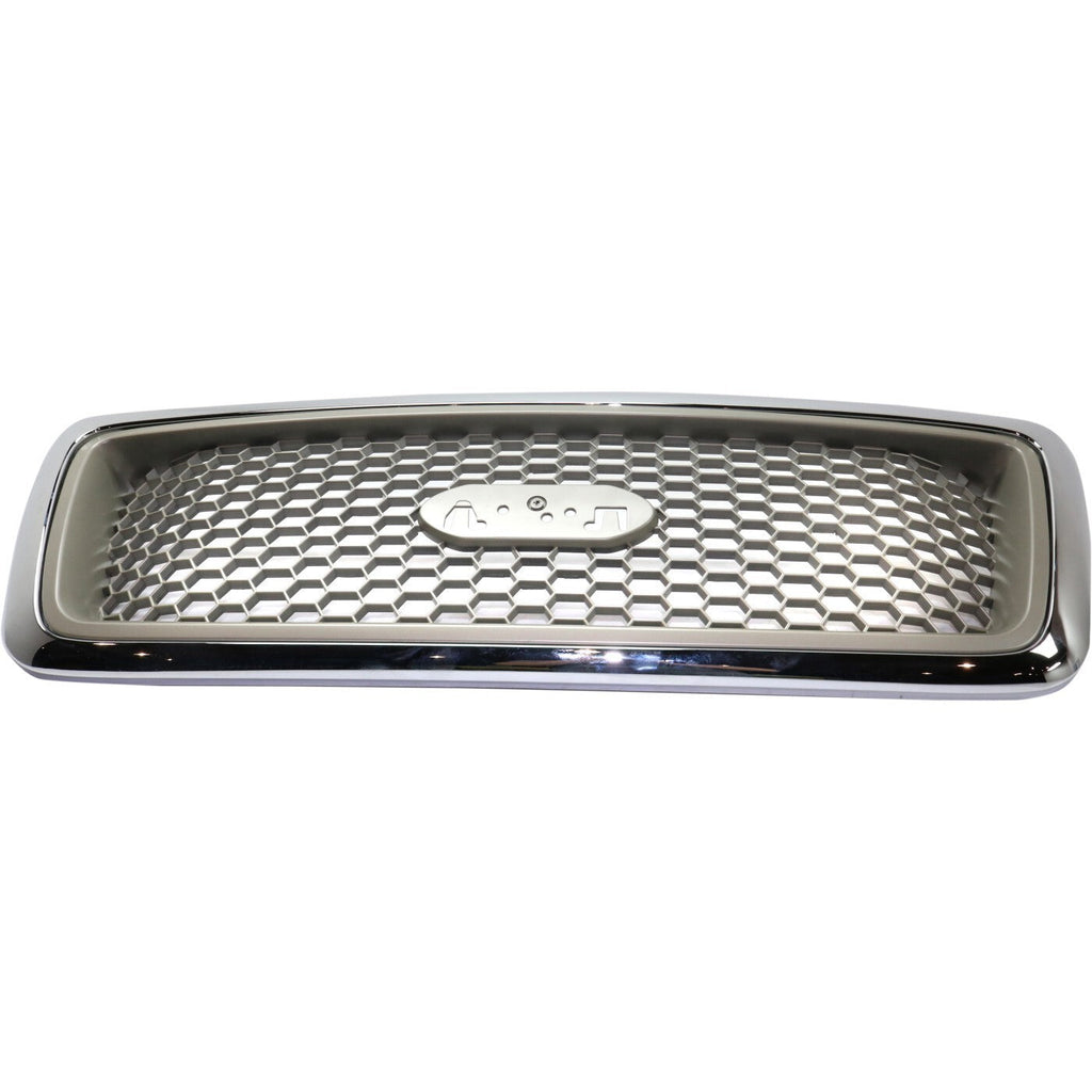 Grille For 2004-2008 Ford F-150 Chrome Shell w/ Beige Insert Plastic