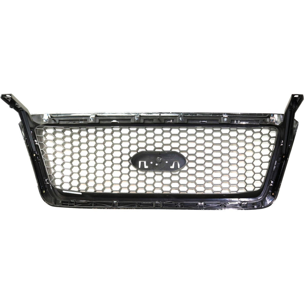 Grille For 2004-2008 Ford F-150 Chrome Shell w/ Beige Insert Plastic