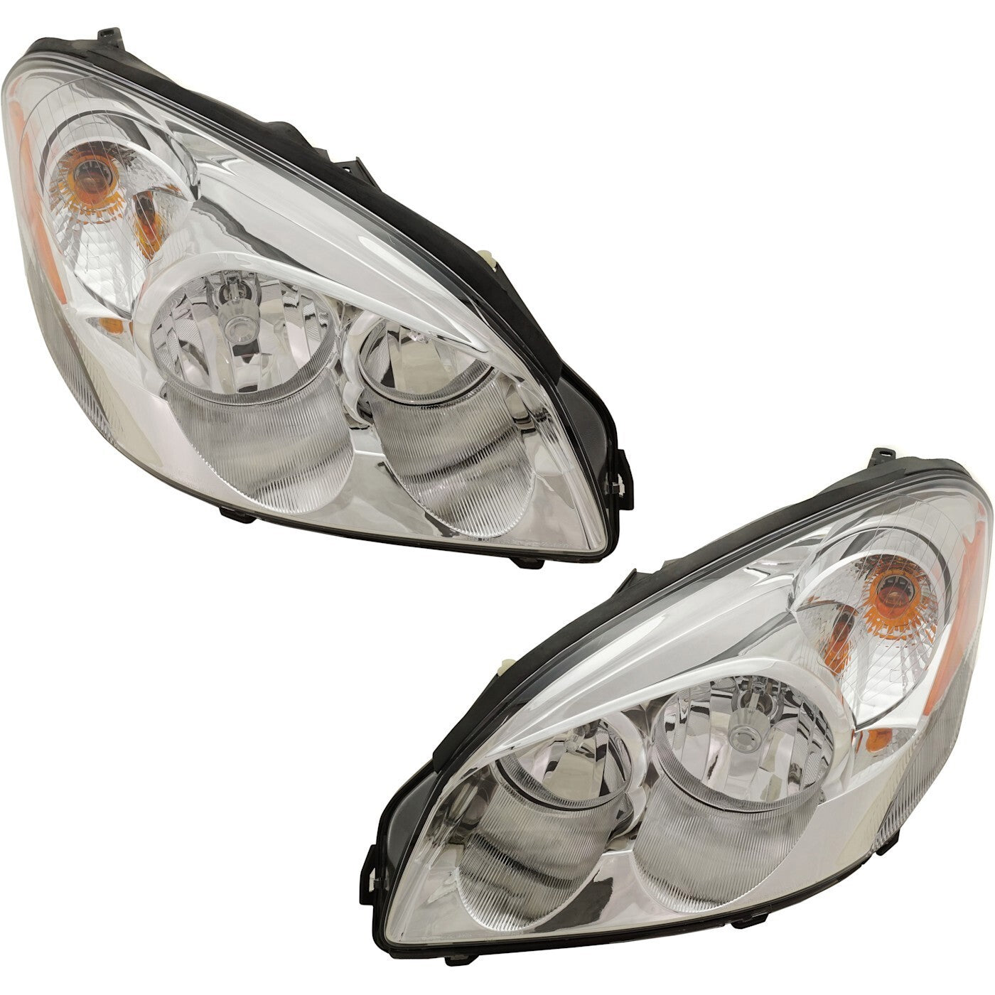 LH & RH Headlight For Buick Lucerne 2006-2011 Halogen w/ Bulbs White Turn Signal