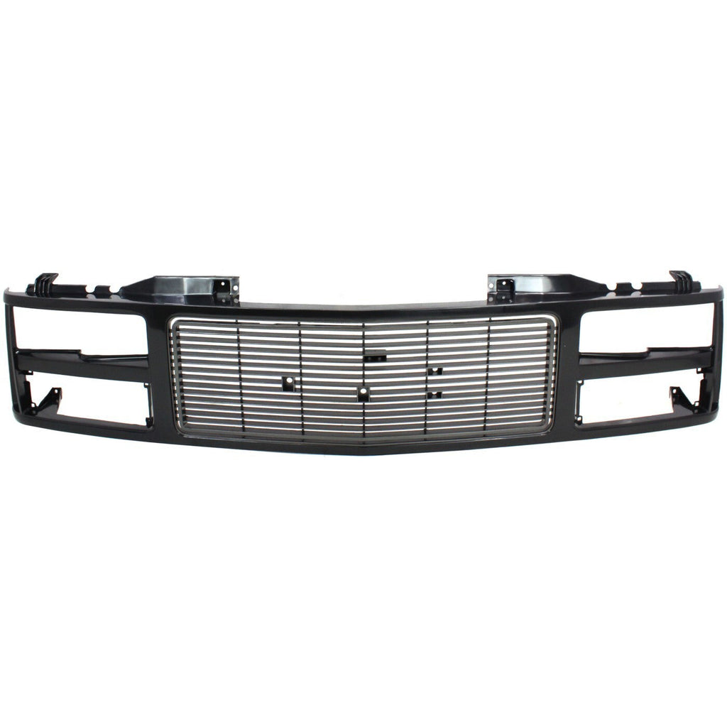 Grille For 88-99 GMC K1500 C1500 Black Plastic Fits Models with Dual Headlight