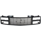 Grille For 88-99 GMC K1500 C1500 Black Plastic Fits Models with Dual Headlight
