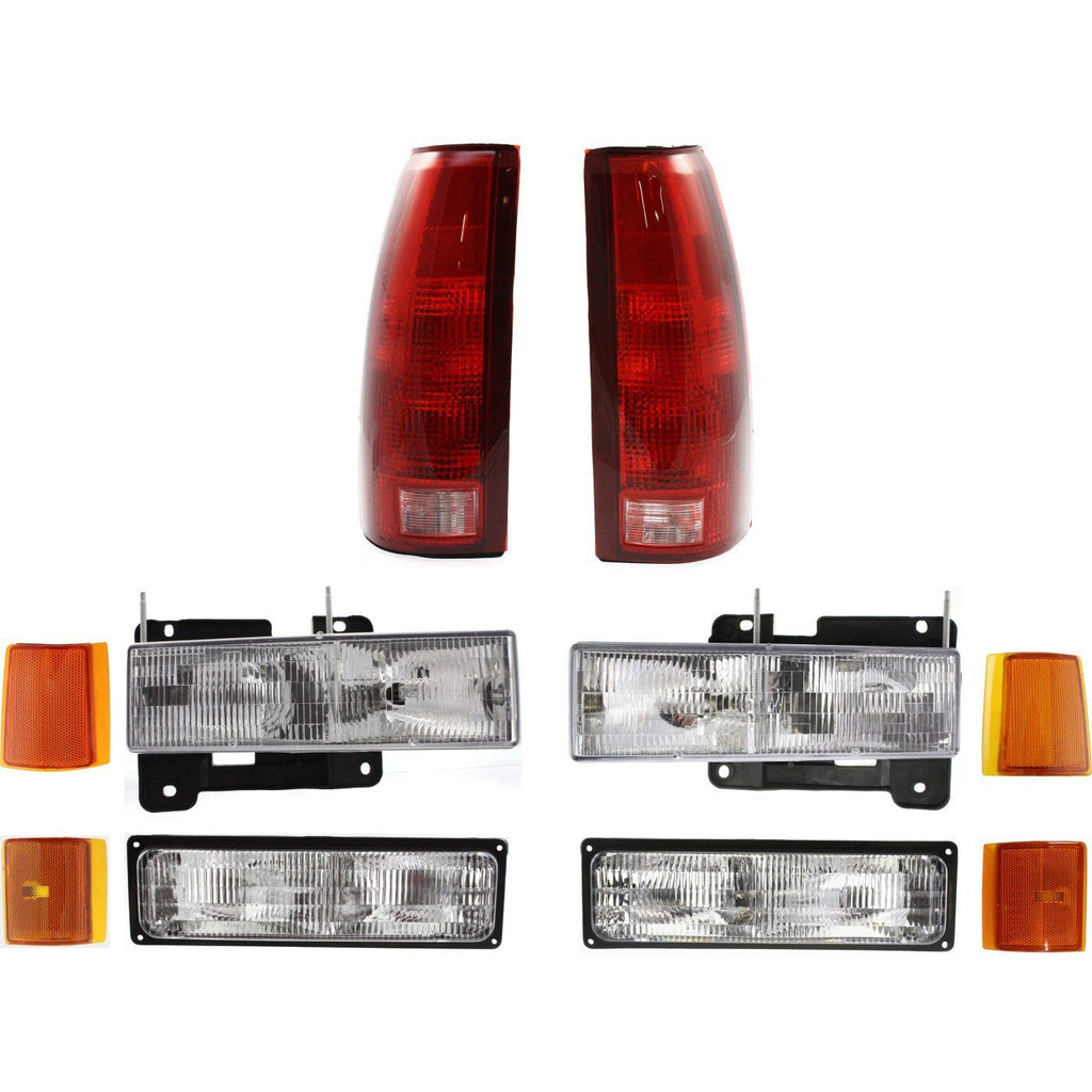 Headlight Kit For 1994-1998 GMC C1500 K1500 Suburban with Tail Light