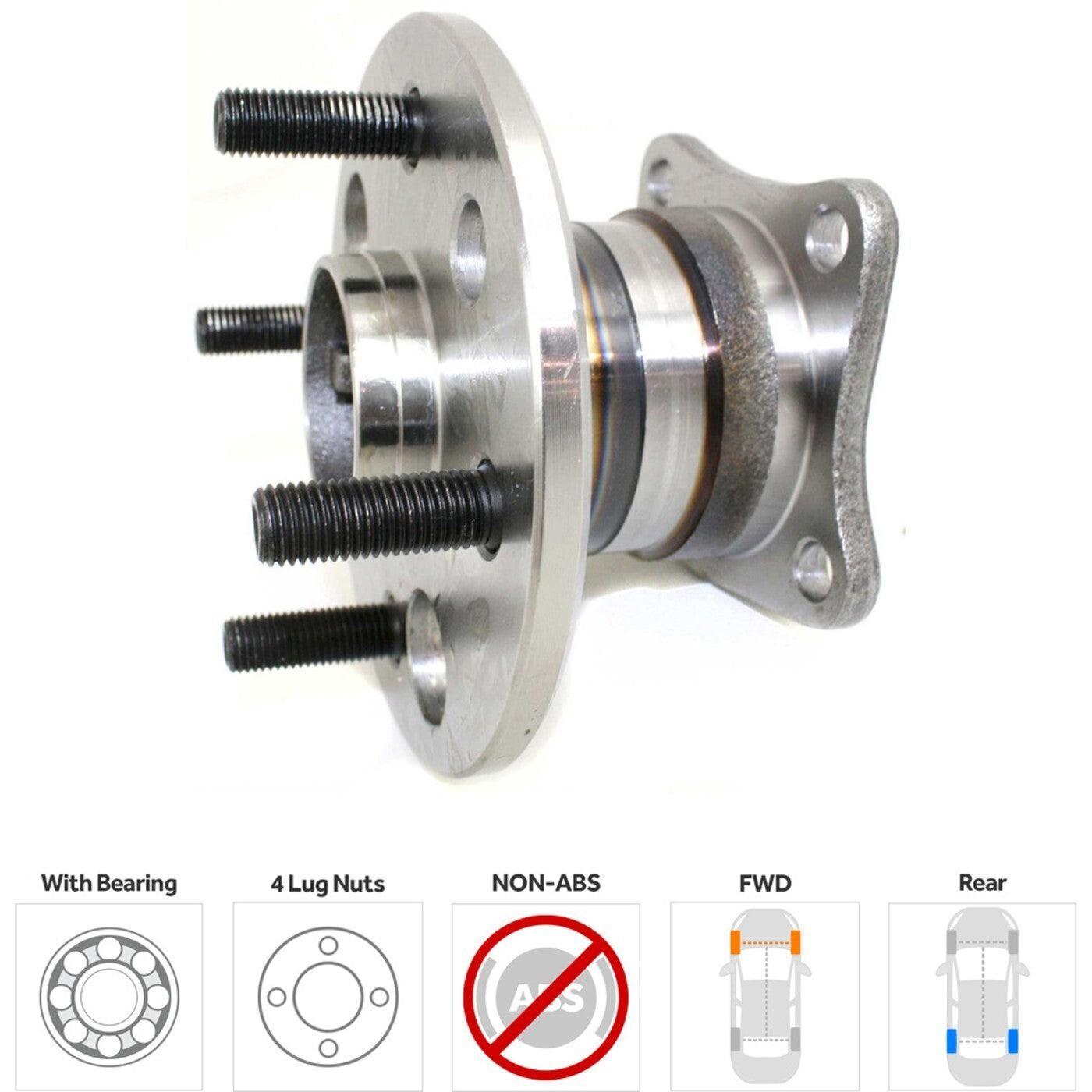 Wheel Hubs For 1993-2002 Toyota Corolla Front & Rear FWD With Bearing