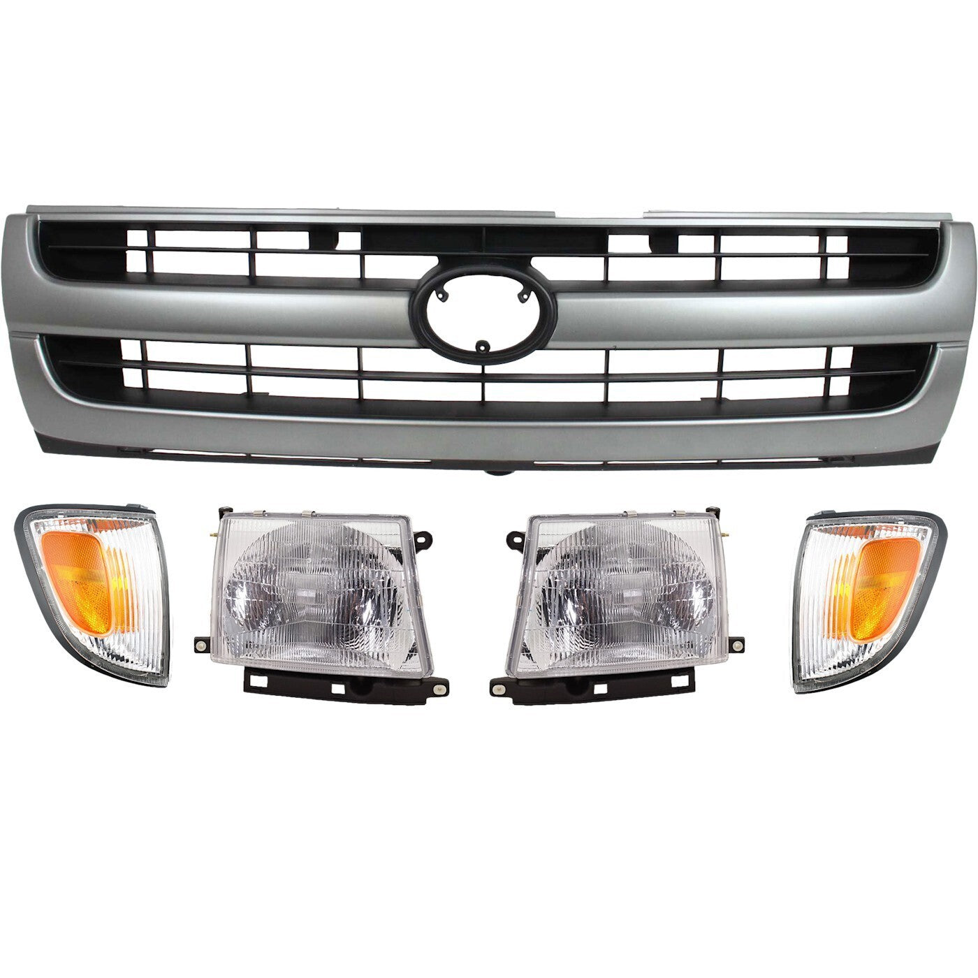 Headlight Grille Assembly Kit For 1997-2000 Toyota Tacoma RWD with Corner Lights