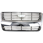 Grille For 2006-2010 Ford Explorer Chrome Shell w/ Black Insert Plastic