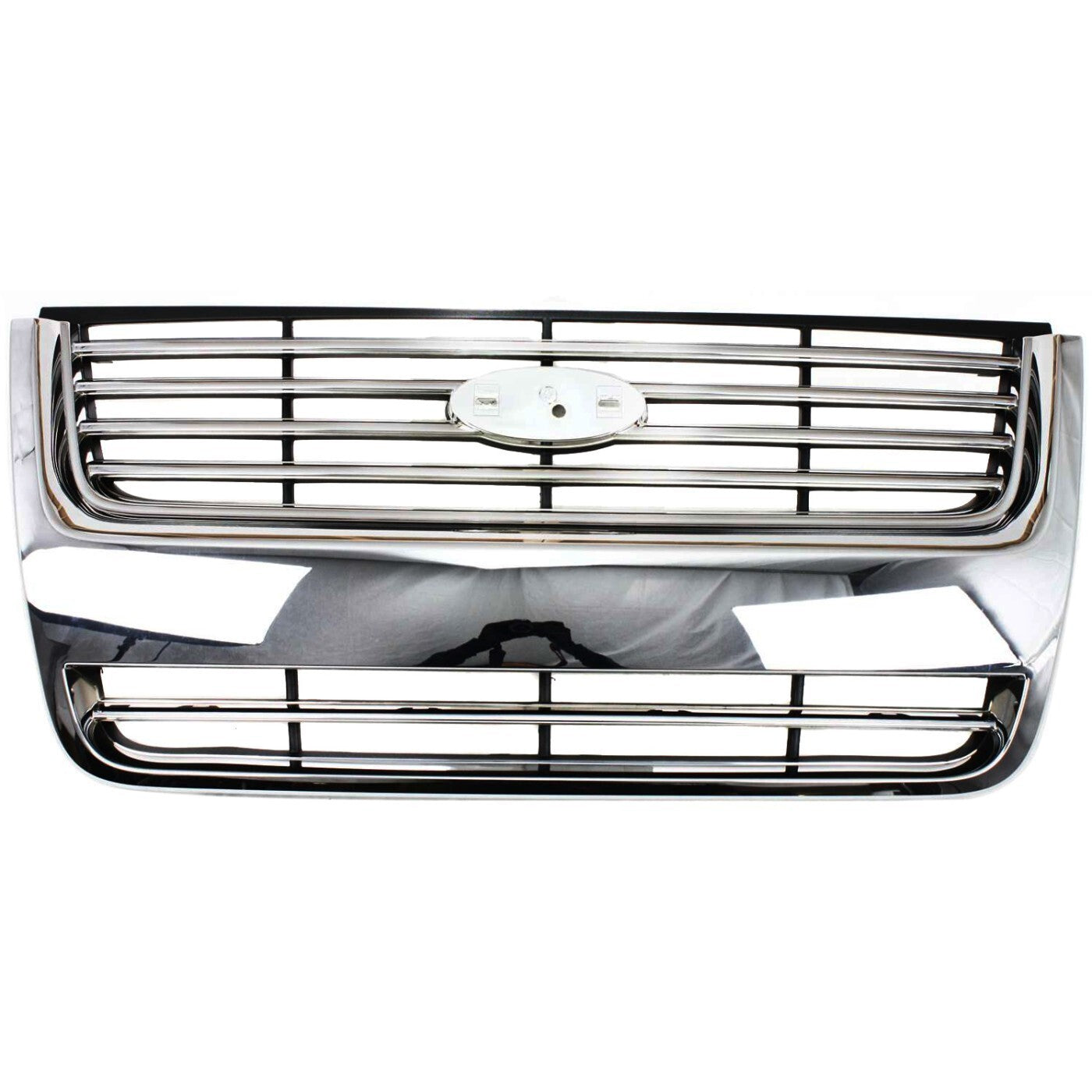 Grille For 2006-2010 Ford Explorer Chrome Shell w/ Black Insert Plastic