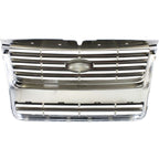 Grille For 2006-2010 Ford Explorer Chrome Shell w/ Black Insert Plastic