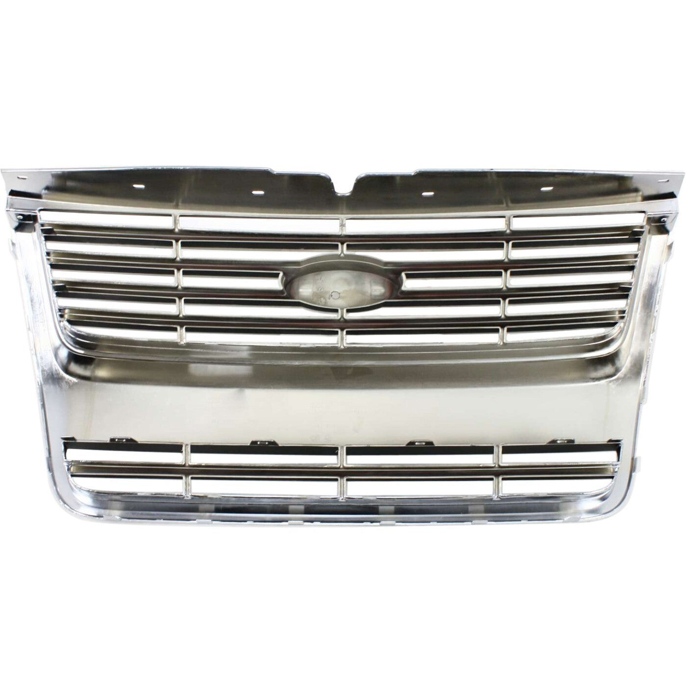 Grille For 2006-2010 Ford Explorer Chrome Shell w/ Black Insert Plastic