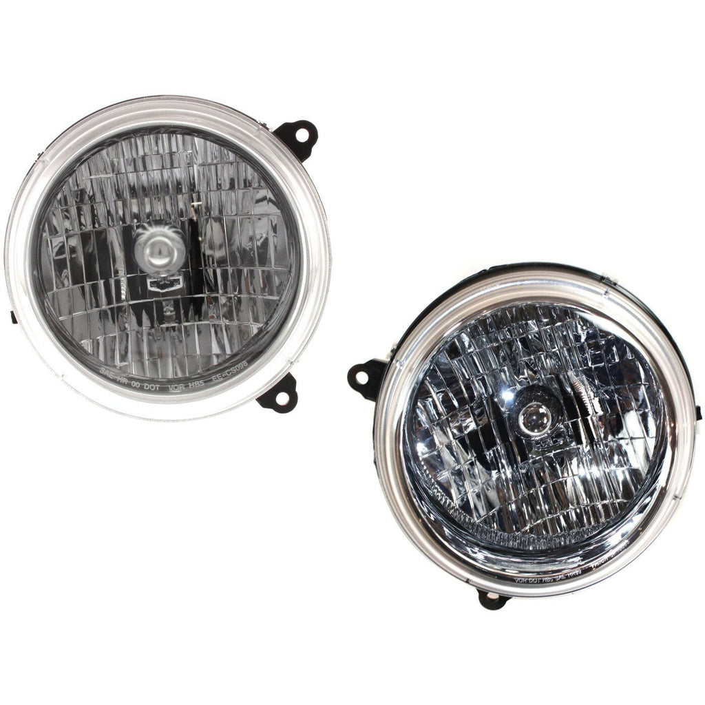 Driver and Passenger Side Headlights For Jeep Liberty 2002-2004 Halogen w/ Bulbs