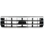 Grille For 89-91 Ford F-150 F-250 Chrome Shell w/ Silver Insert Plastic