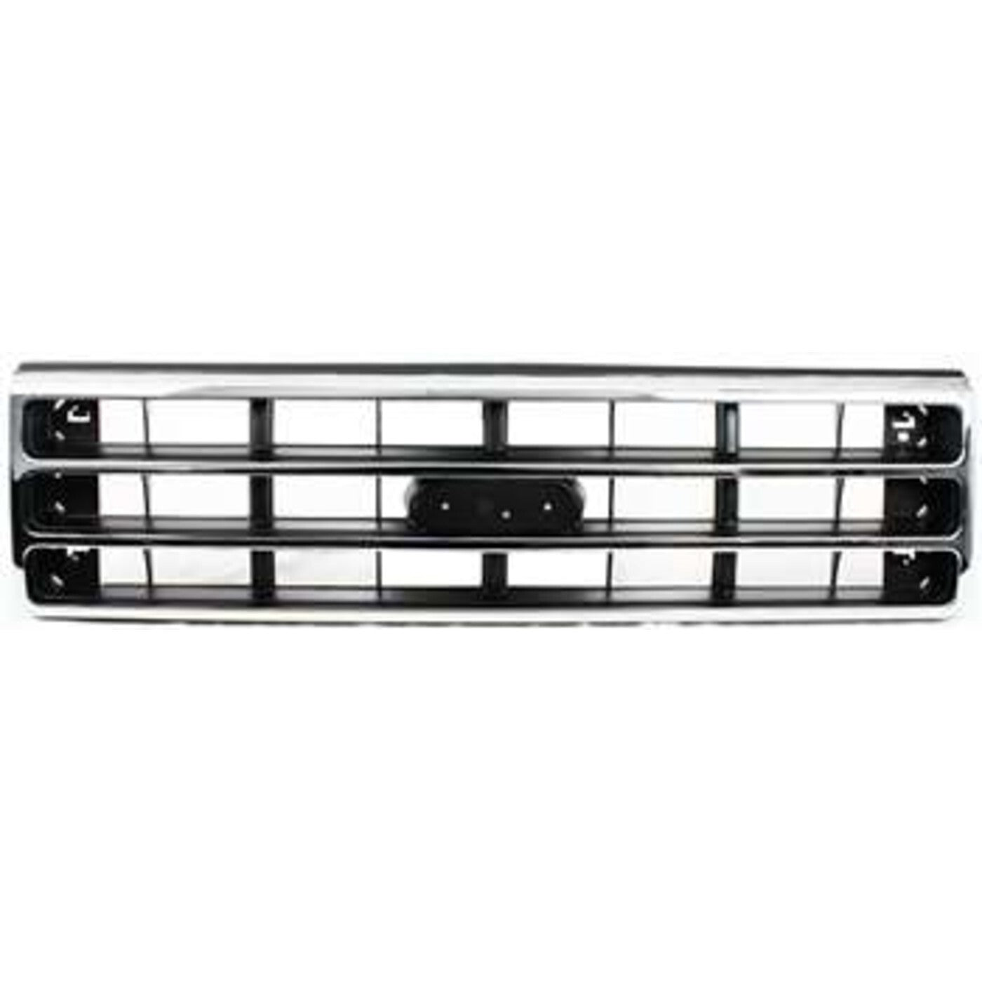 Grille For 89-91 Ford F-150 F-250 Chrome Shell w/ Silver Insert Plastic